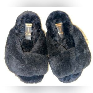 New Black Suede Studio Fur Slide Slipper Size 37.5